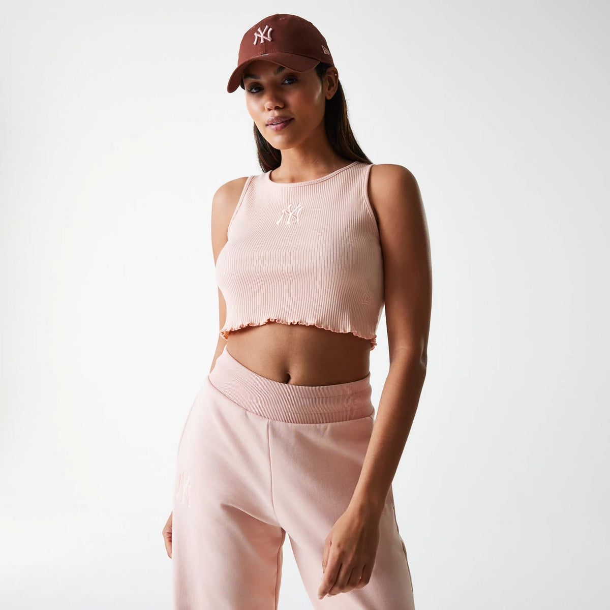 New York Yankees Womens MLB Rib Pastel Pink Rib Tank Top-klyvox