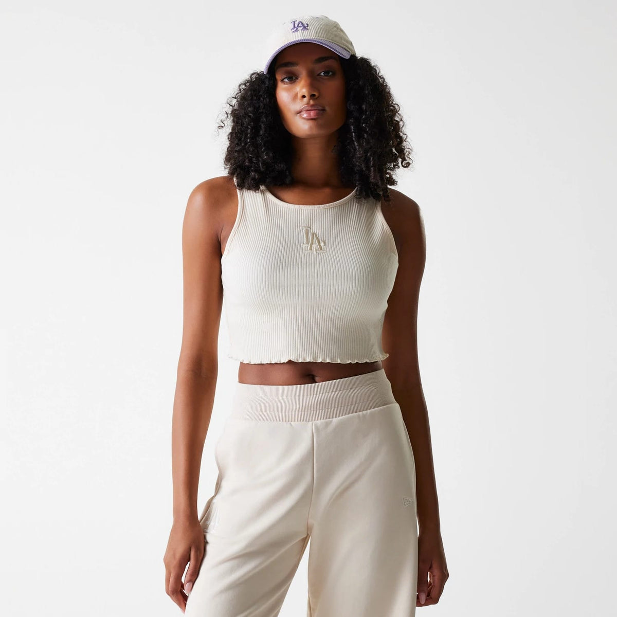 LA Dodgers Womens MLB Rib Light Beige Rib Tank Top-klyvox