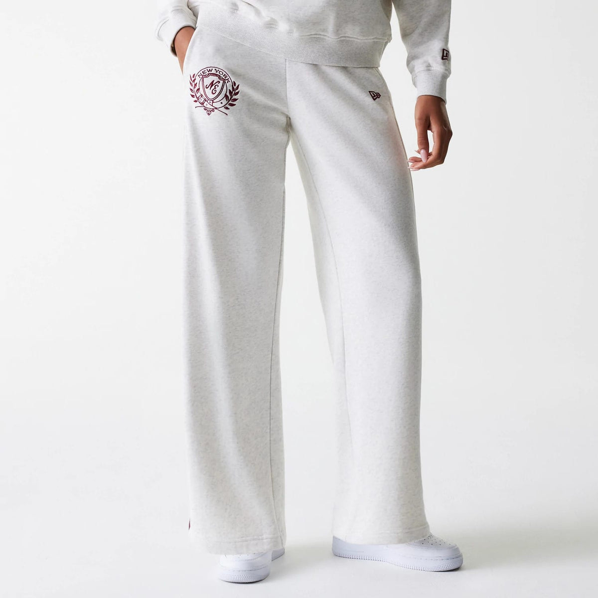 Womens New Era Pastel Grey Straight Leg Joggers-klyvox