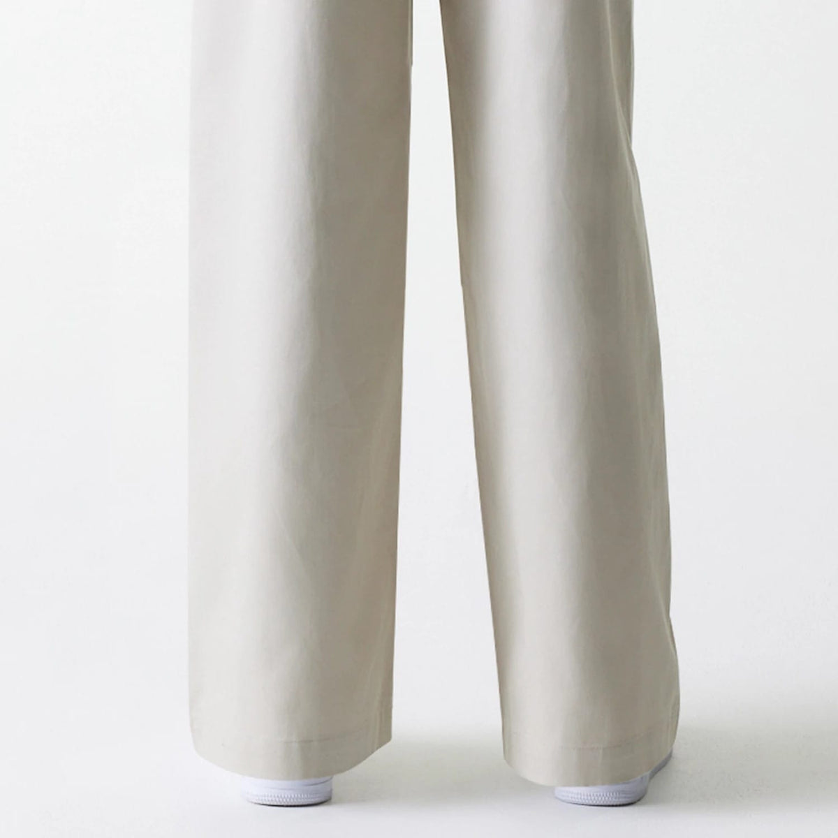 Womens New Era Light Beige Wide Leg Chino Trousers-klyvox