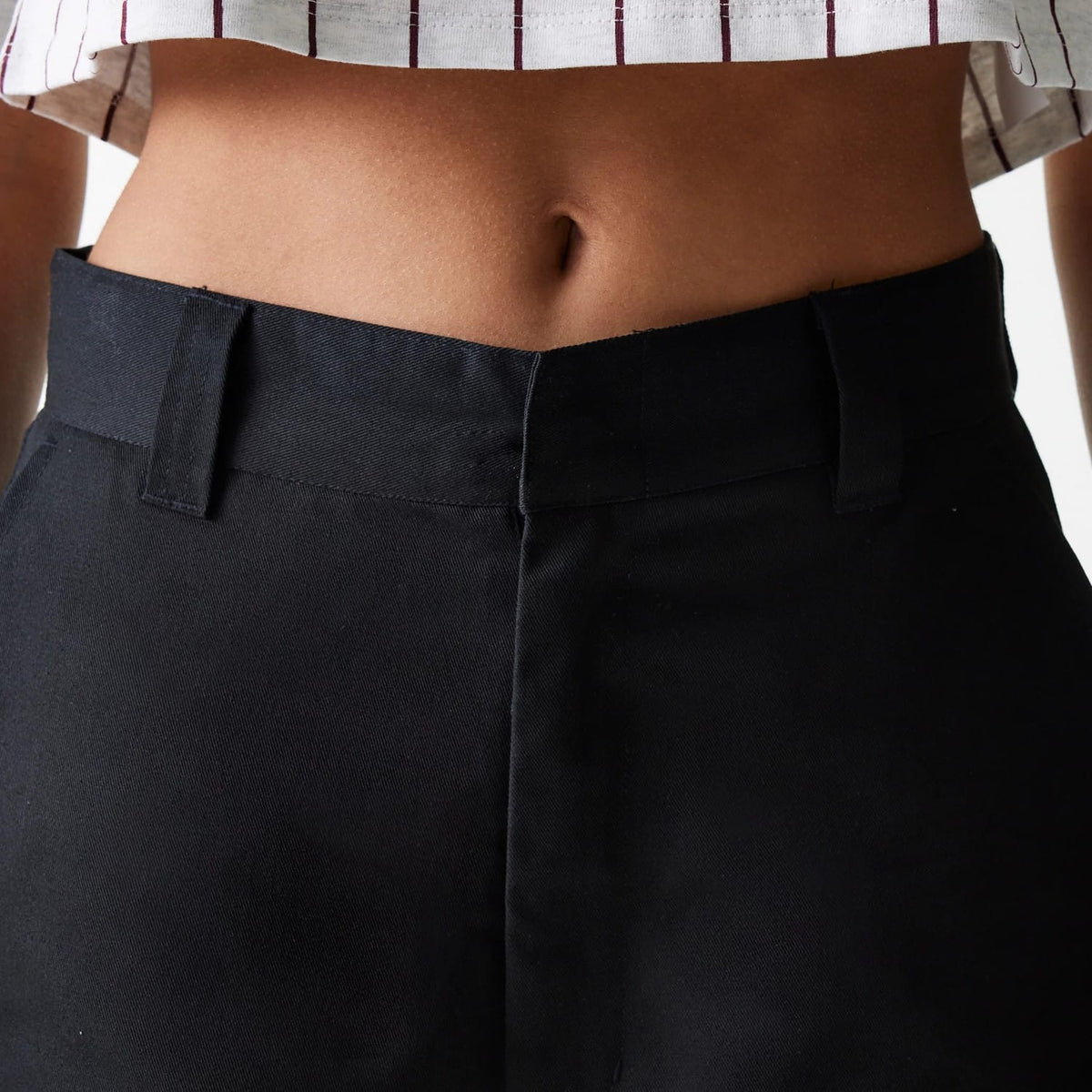 Womens New Era Black Wide Leg Chino Trousers-klyvox