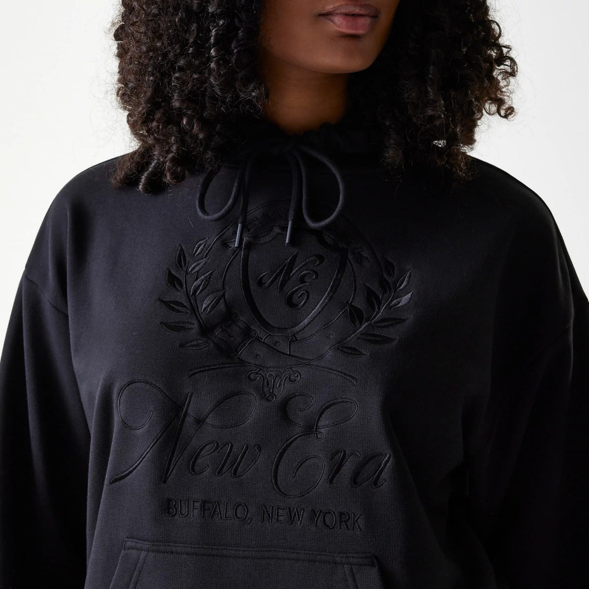 Womens New Era Crest Black Pullover Hoodie-klyvox