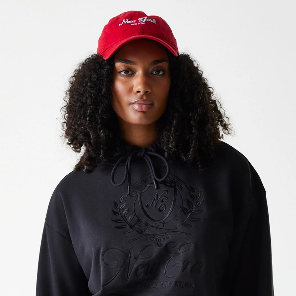 Womens New Era Crest Black Pullover Hoodie-klyvox
