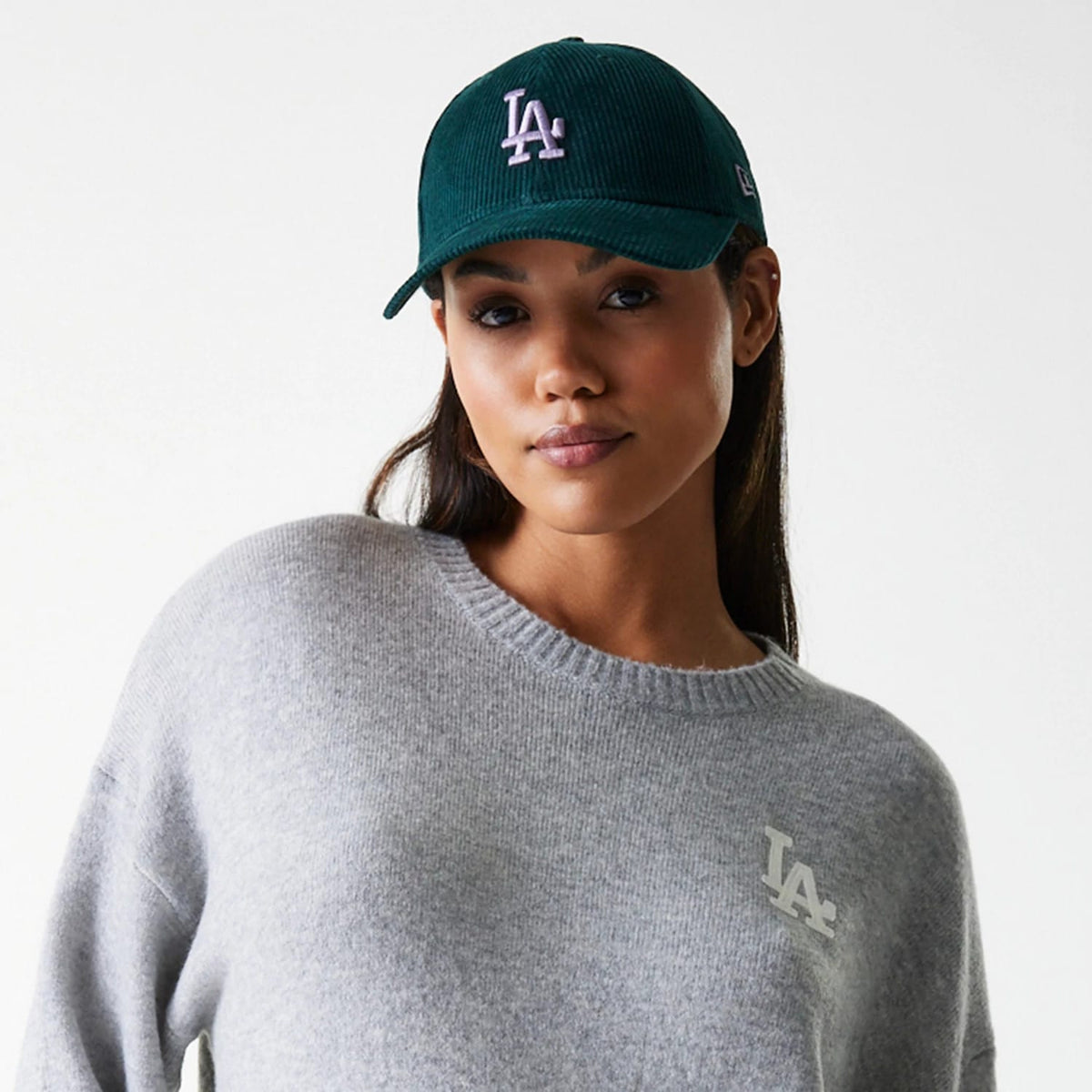 LA Dodgers Womens MLB Knit Grey Crew Neck Sweater-klyvox
