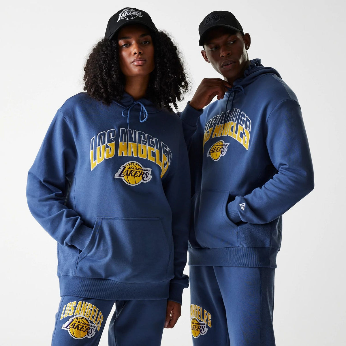 LA Lakers NBA Arch Graphic Dark Blue Oversized Pullover Hoodie-klyvox