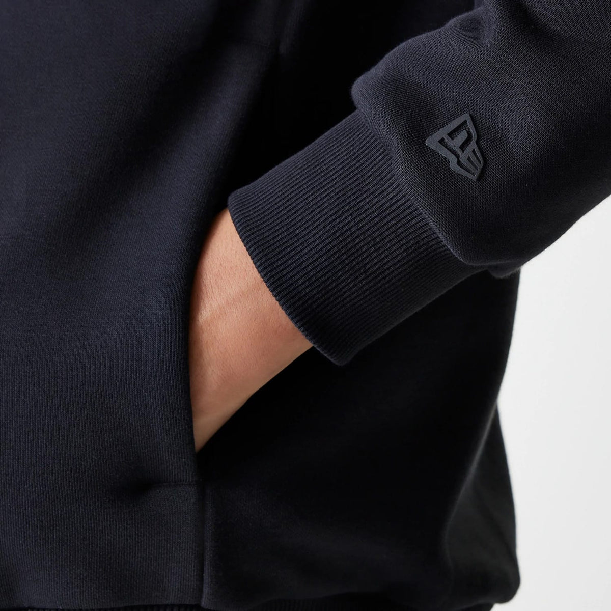 New Era Tech Black Oversized Pullover Hoodie-klyvox