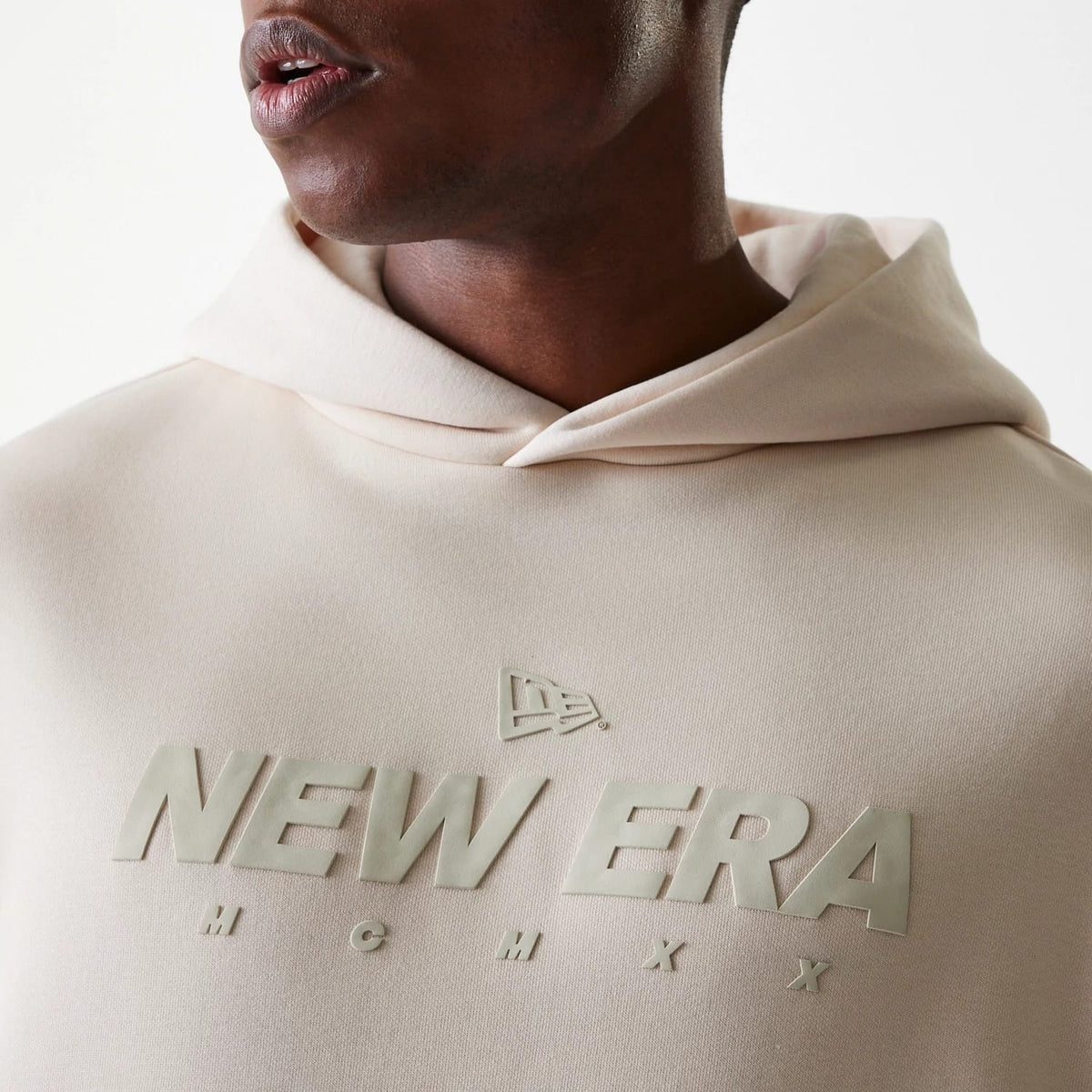 New Era Tech Light Beige Oversized Pullover Hoodie-klyvox