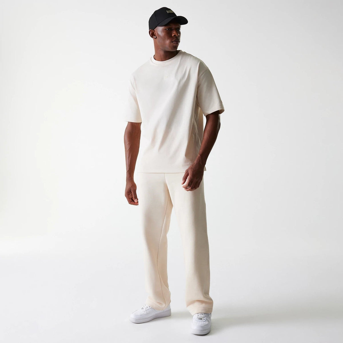 New Era Light Beige Straight Leg Joggers-klyvox