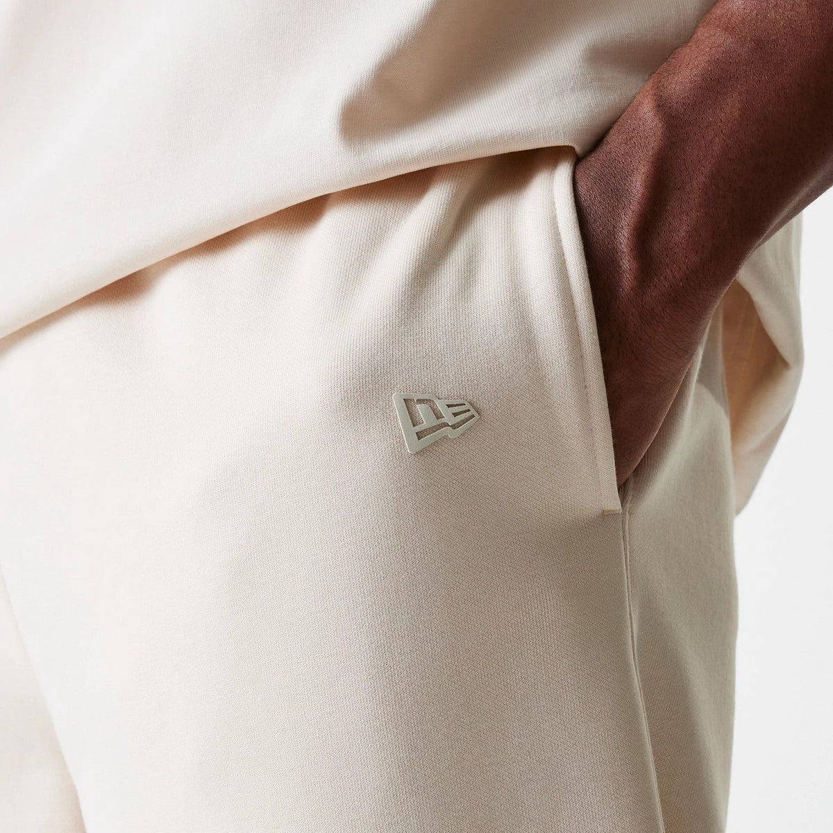 New Era Light Beige Straight Leg Joggers-klyvox