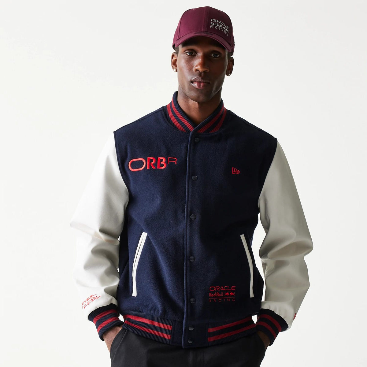 Red Bull Racing Dark Blue Varsity Jacket-klyvox