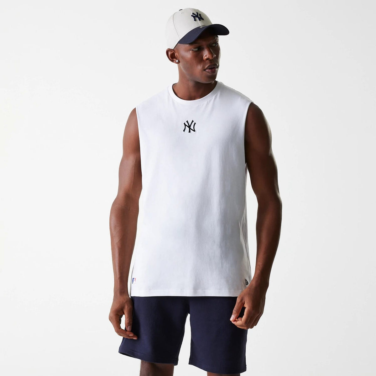 New York Yankees MLB Midi White Sleeveless T-Shirt-klyvox