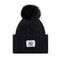 New York Yankees Youth MLB Black Cable Knit Beanie Hat-klyvox