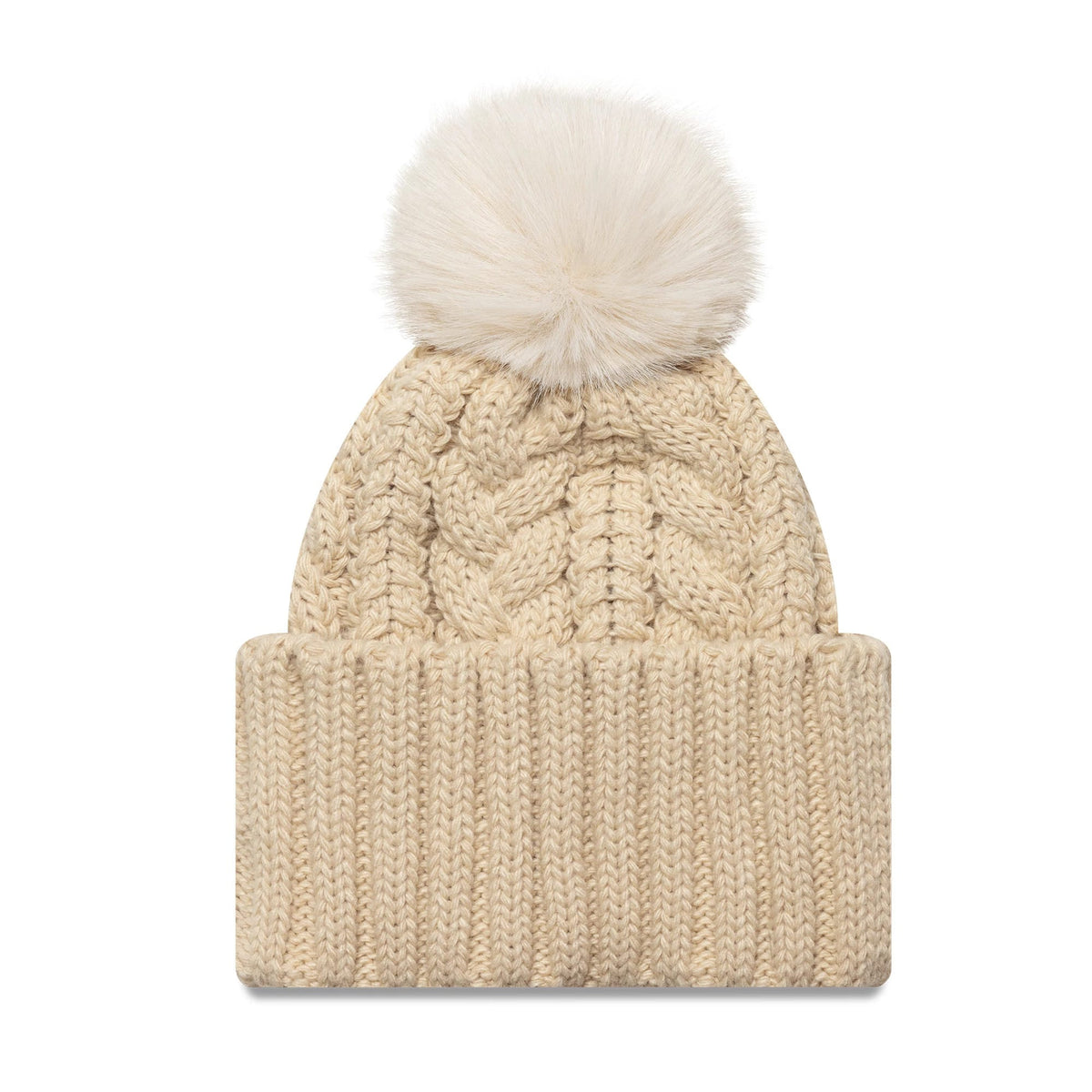 New York Yankees Youth MLB Light Beige Cable Knit Beanie Hat-klyvox