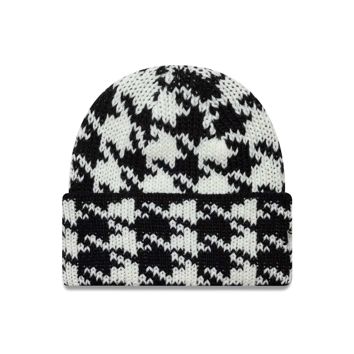New Era Houdstooth Black Cuff Knit Beanie Hat-klyvox