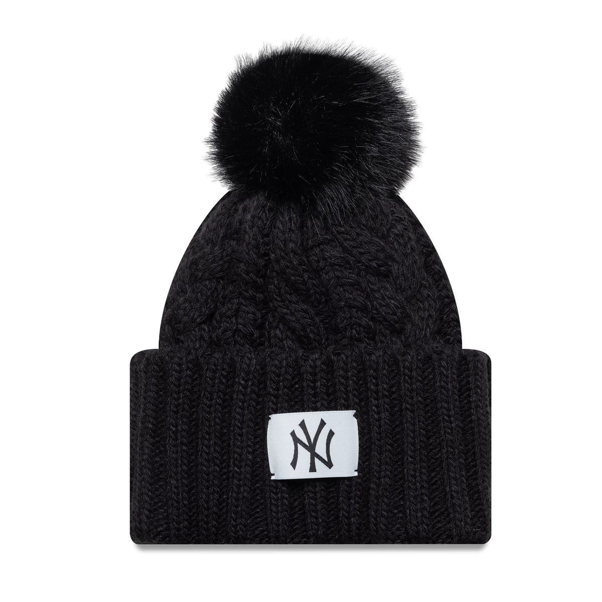 New York Yankees MLB Black Cable Knit Beanie Hat-klyvox