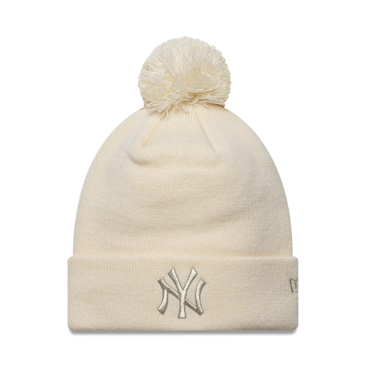 New York Yankees Womens MLB Metallic Light Beige Cuff Knit Beanie Hat-klyvox