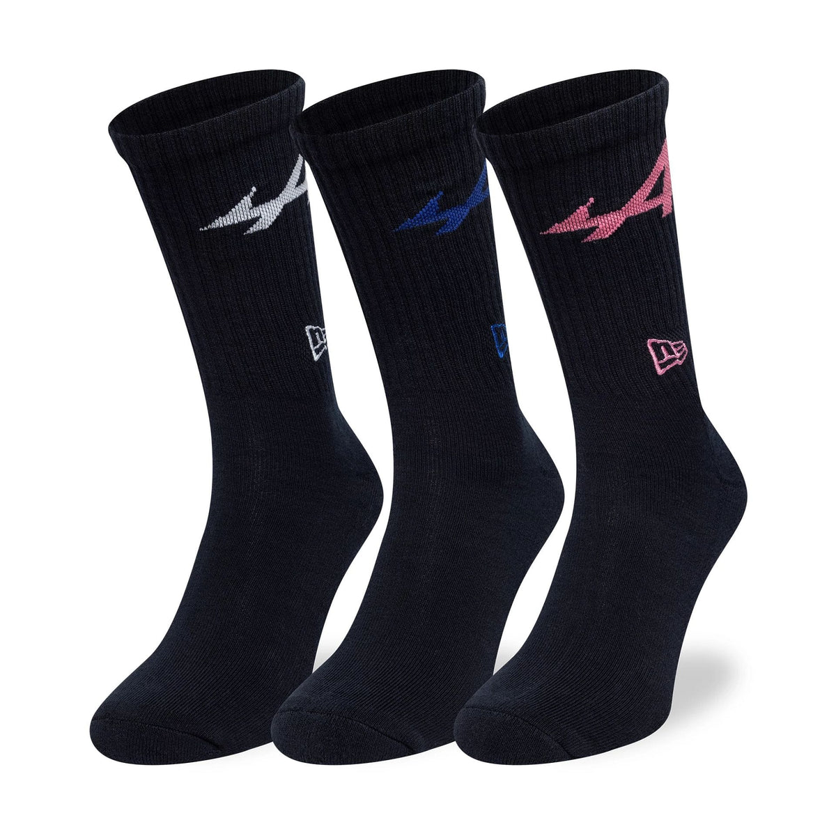 Alpine Racing Alpine Logo Navy 3 Pack Crew Socks-klyvox
