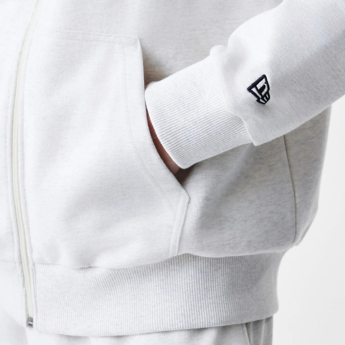 New Era Premium Essential Pastel Grey Oversized Full Zip Hoodie-klyvox