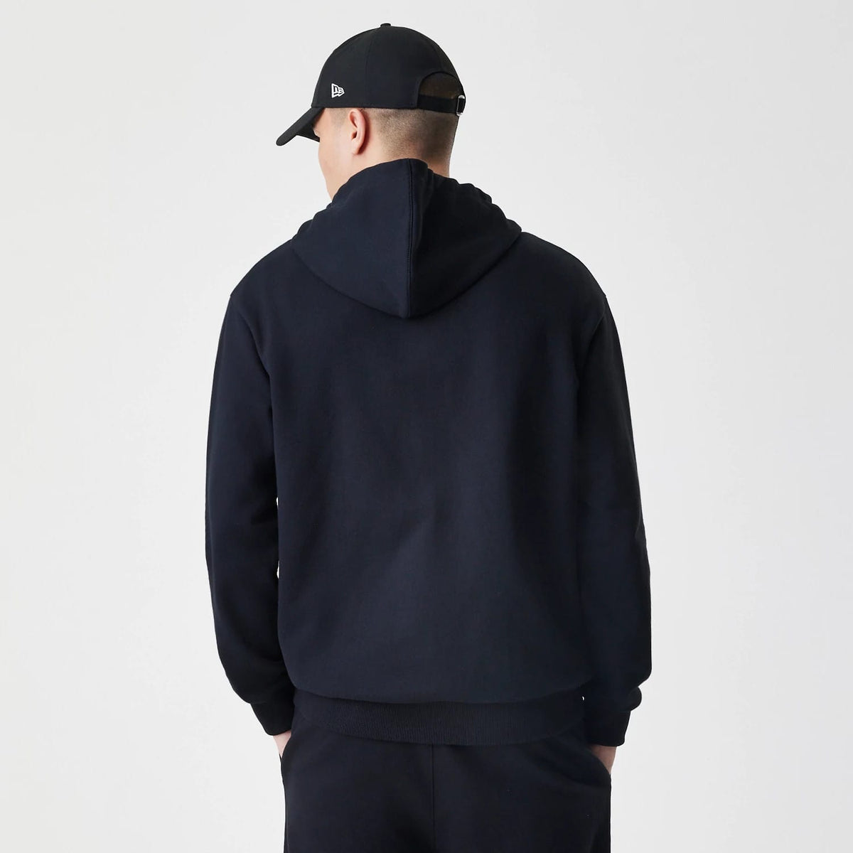 New Era Premium Essential Black Oversized Full Zip Hoodie-klyvox