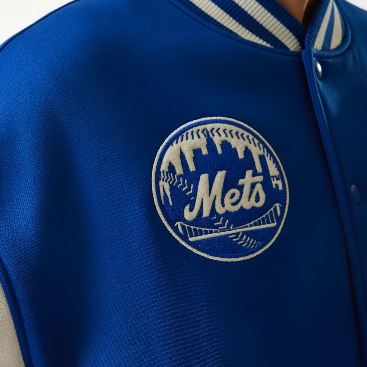 New York Mets MLB Jersey Blue Bomber Jacket-klyvox