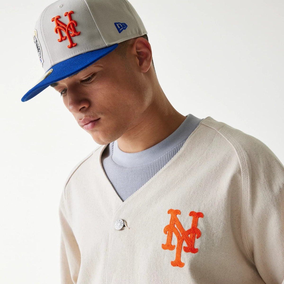 New York Mets MLB Cotton Open Cream Jacket-klyvox