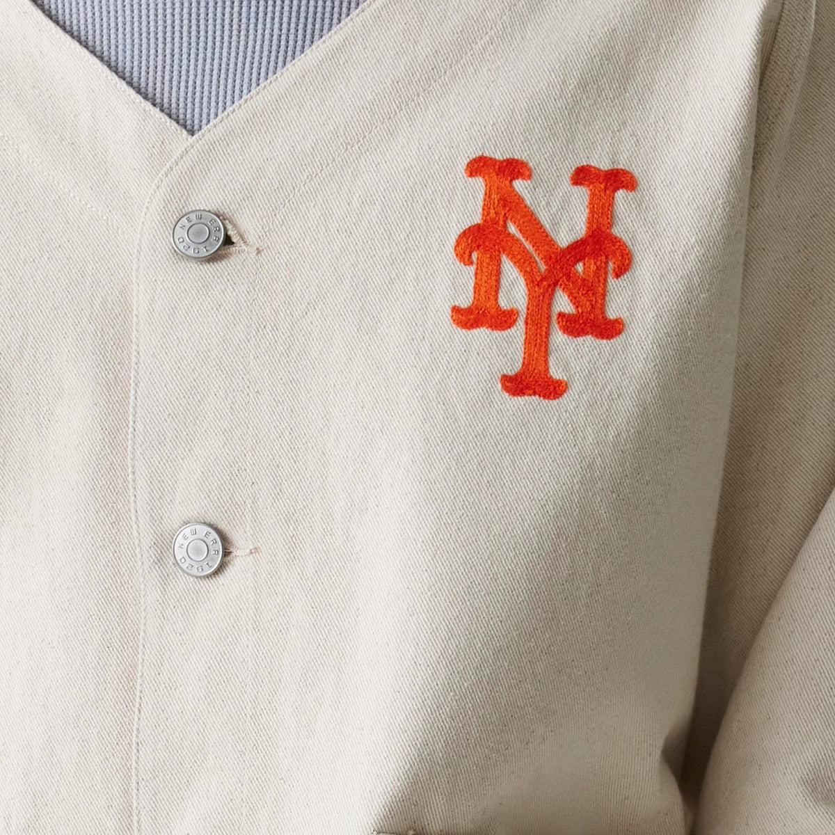 New York Mets MLB Cotton Open Cream Jacket-klyvox