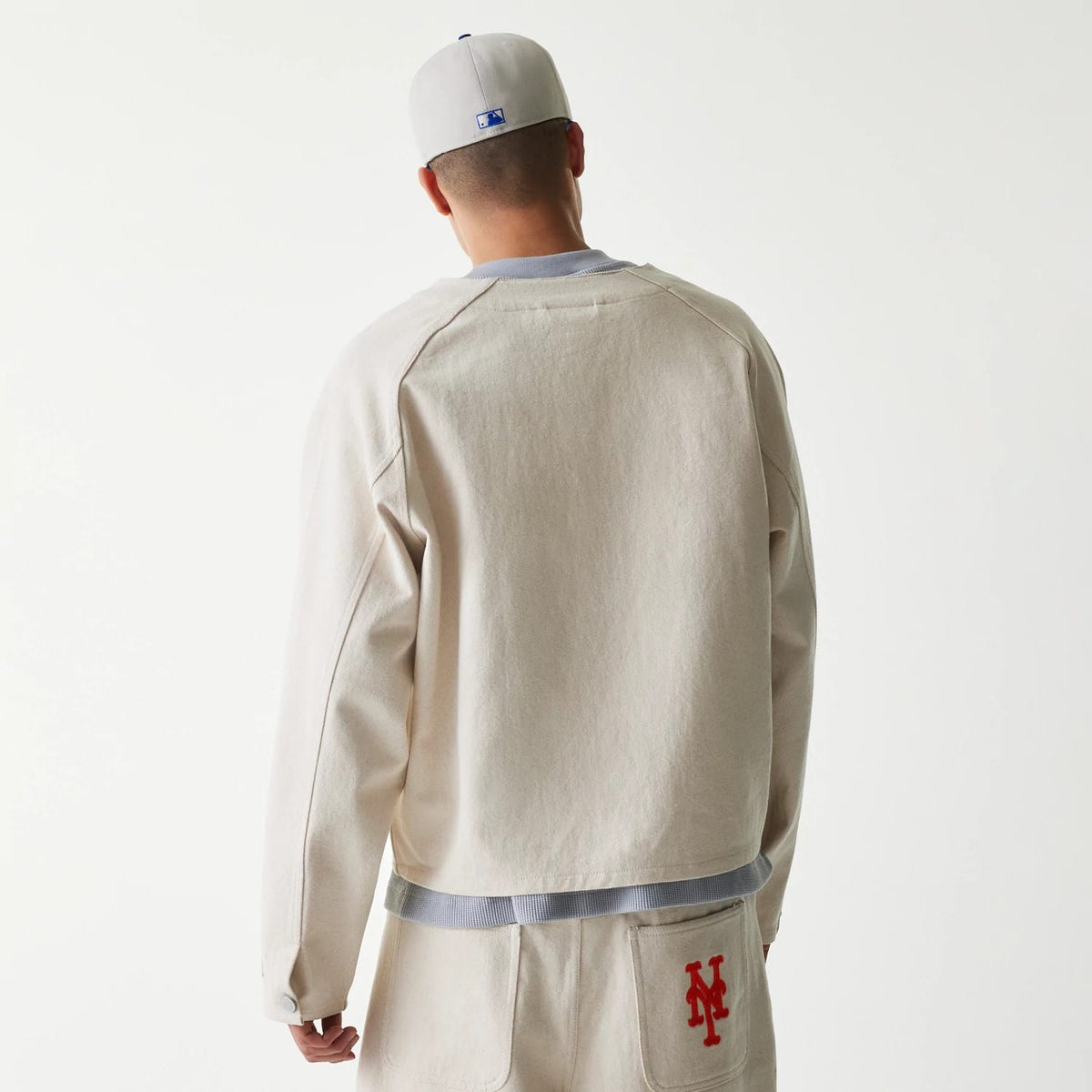 New York Mets MLB Cotton Open Cream Jacket-klyvox