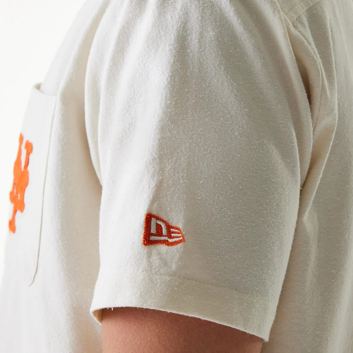 New York Mets MLB Piping Open Cream Short Sleeve Shirt-klyvox