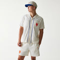 New York Mets MLB Piping Open Cream Short Sleeve Shirt-klyvox