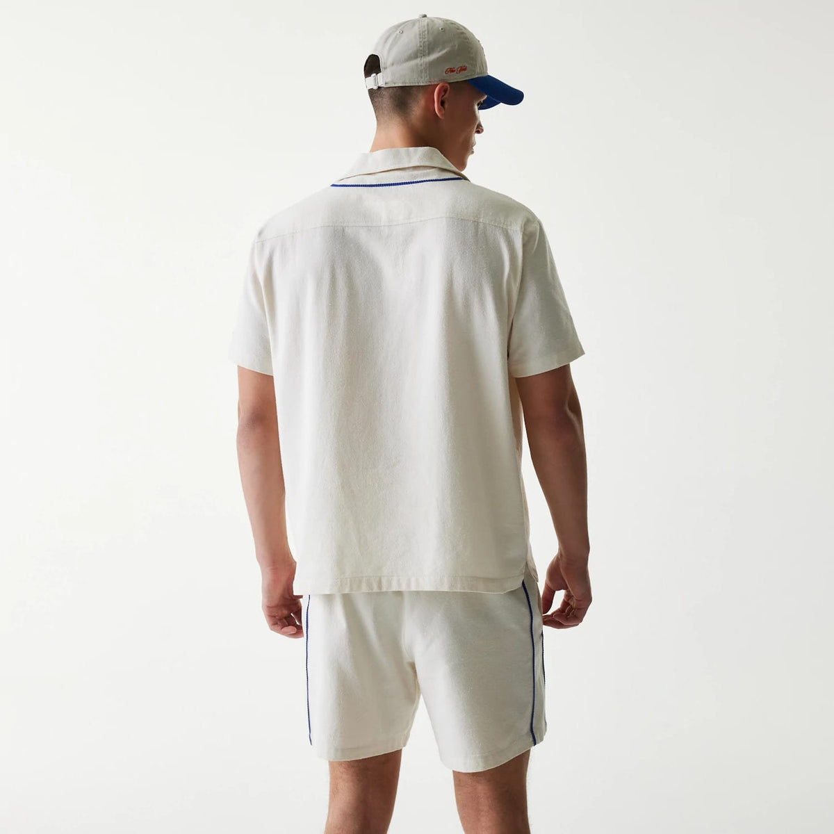 New York Mets MLB Piping Open Cream Short Sleeve Shirt-klyvox