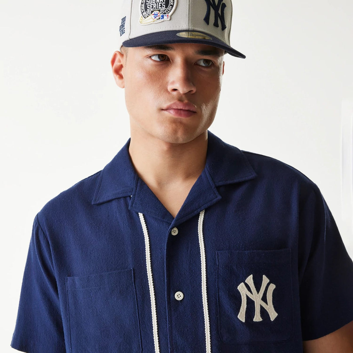 New York Yankees MLB Piping Navy Short Sleeve Shirt-klyvox