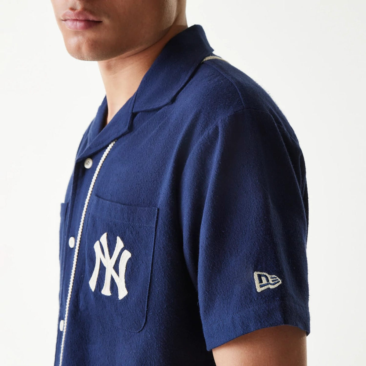 New York Yankees MLB Piping Navy Short Sleeve Shirt-klyvox