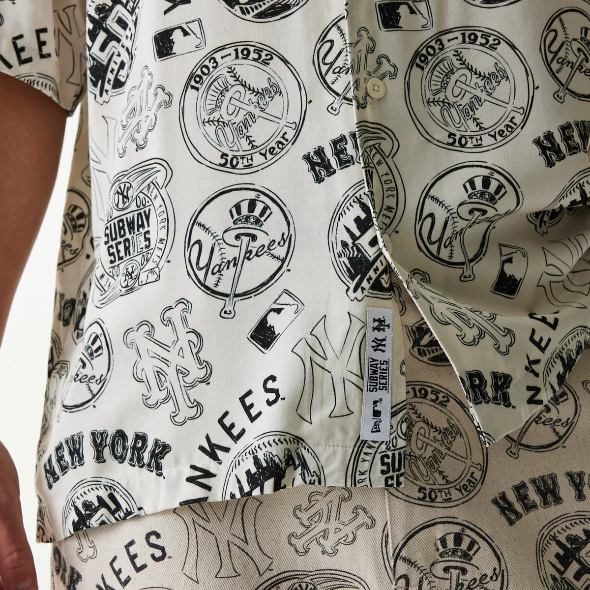 MLB Subway Series All Over Print Open White Short Sleeve Shirt-klyvox