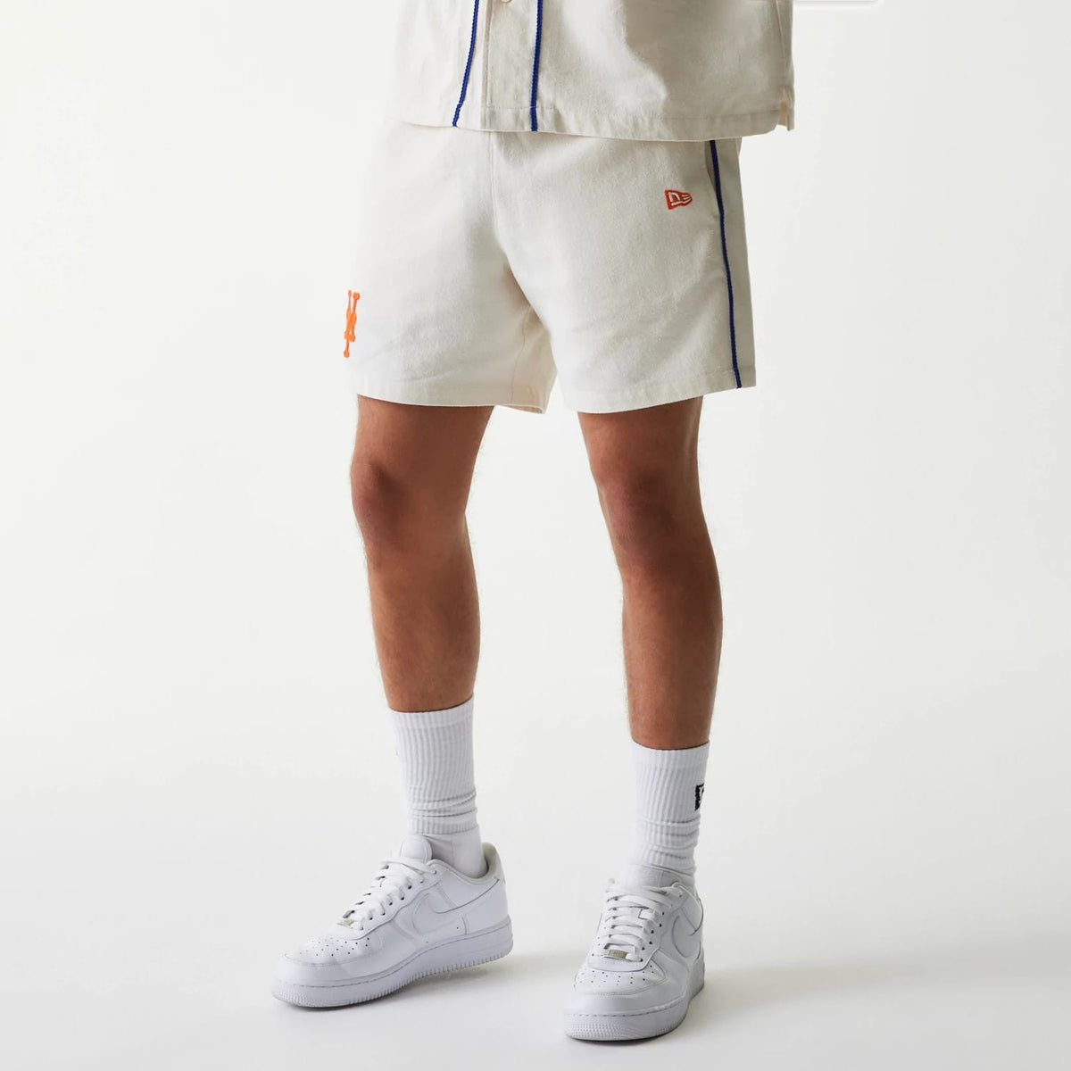 New York Mets MLB Piping Open Cream Shorts-klyvox
