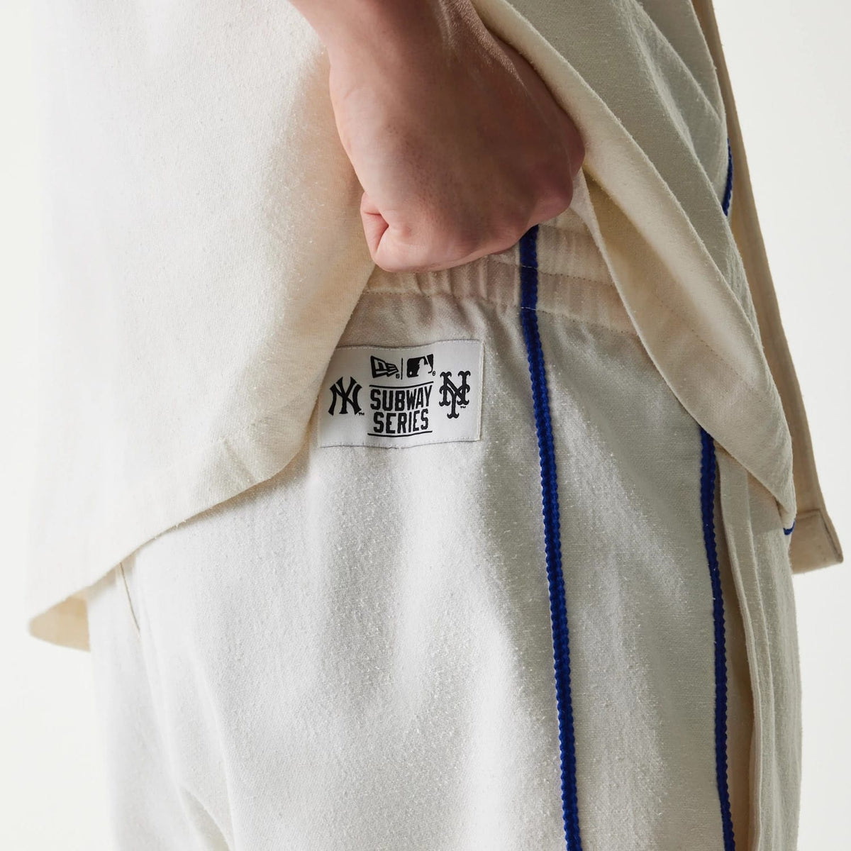 New York Mets MLB Piping Open Cream Shorts-klyvox