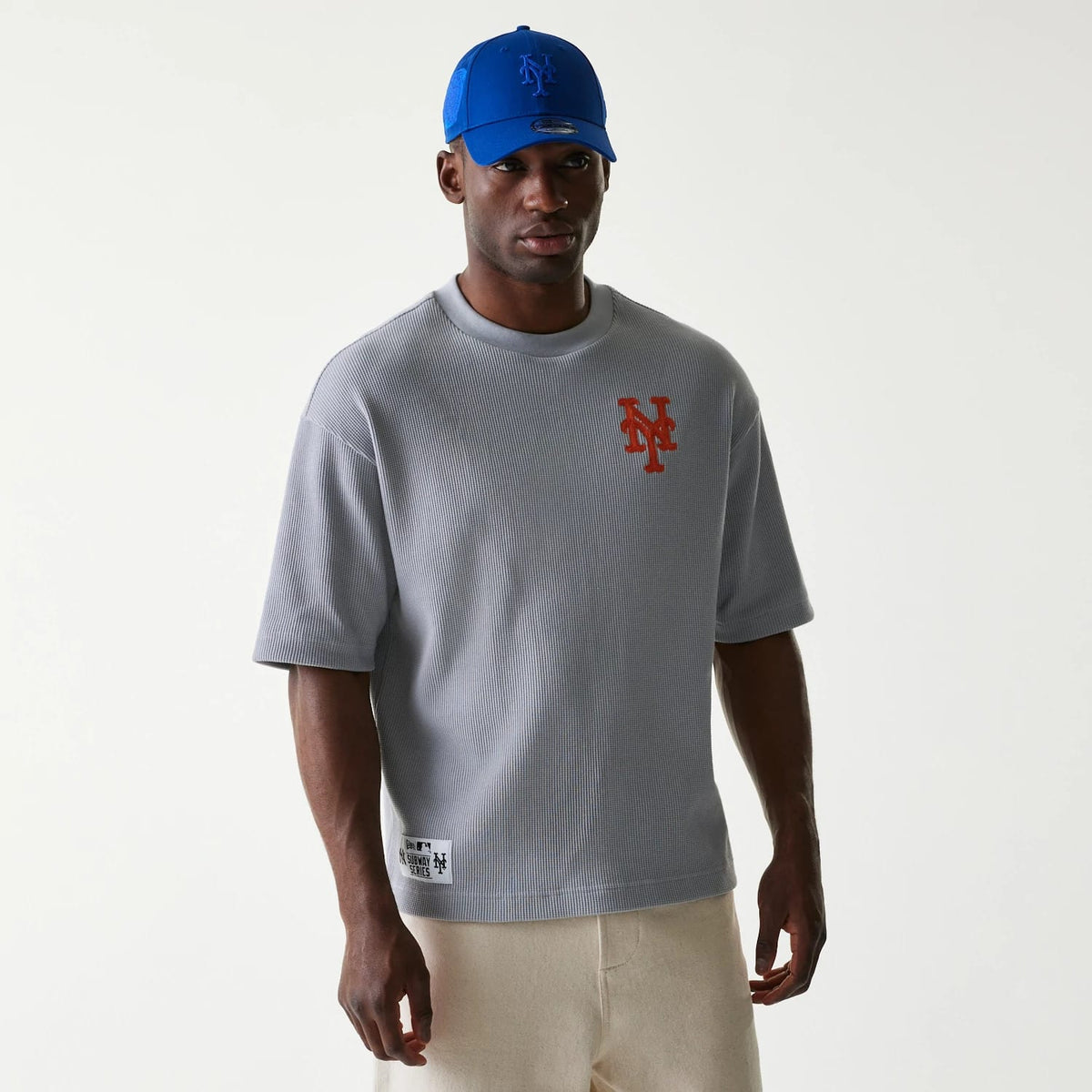 New York Mets MLB Waffle Grey Oversized T-Shirt-klyvox