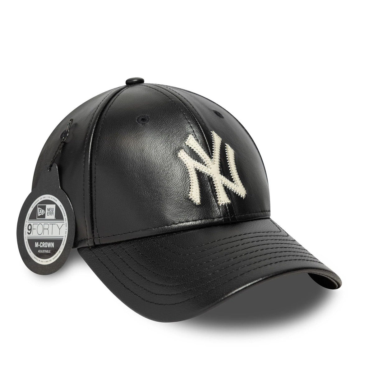 New York Yankees MLB Leather Black 9FORTY M-Crown Adjustable Cap-klyvox