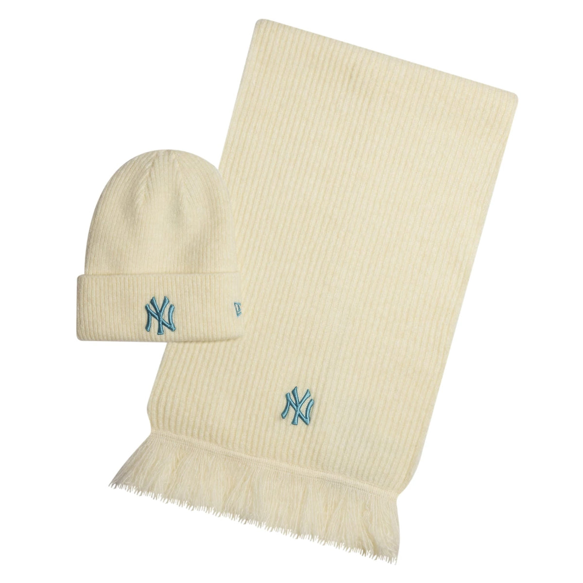 New York Yankees MLB Cream Beanie & Scarf Set-klyvox