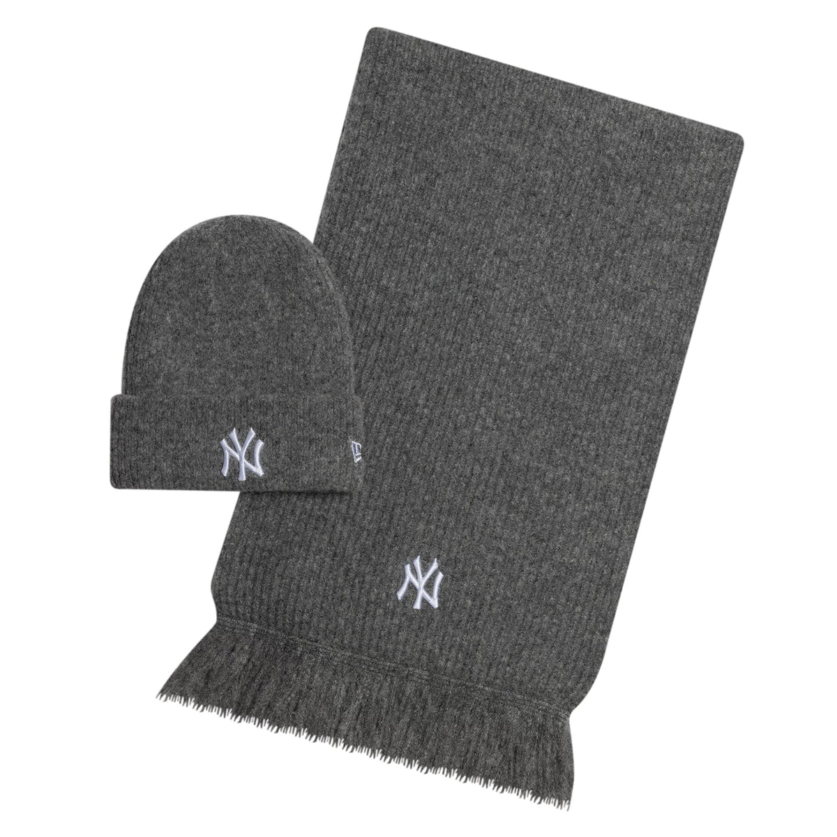 New York Yankees MLB Dark Grey Beanie & Scarf Set-klyvox