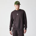 New York Yankees MLB Midi League Essential Dark Brown Oversized Crew Neck Sweater-klyvox