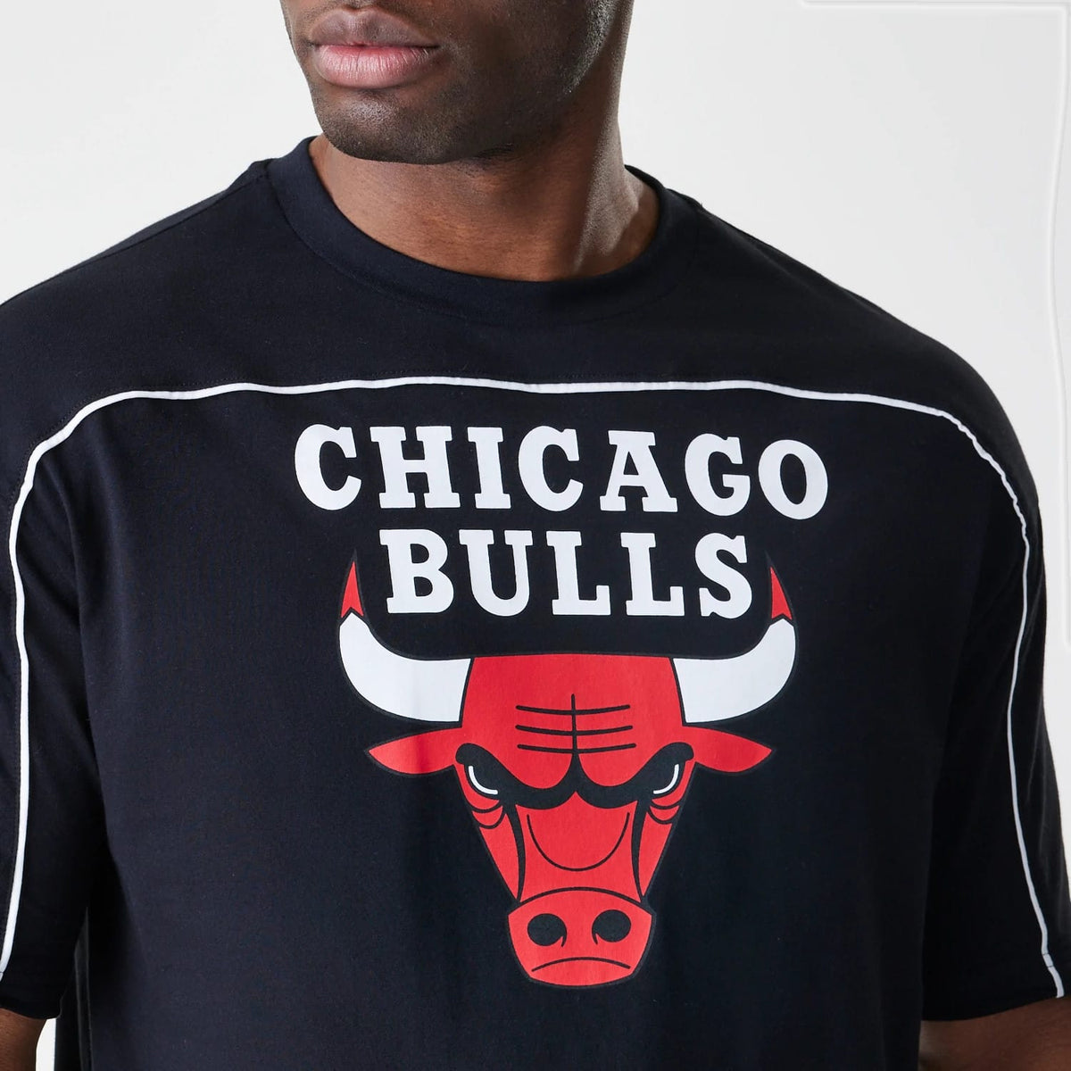 Chicago Bulls NBA Piping Stripe Black Oversized T-Shirt-klyvox