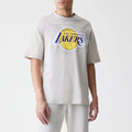 LA Lakers NBA Piping Light Beige Oversized T-Shirt-klyvox