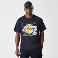 LA Lakers NBA Outline Graphic Navy Oversized T-Shirt-klyvox