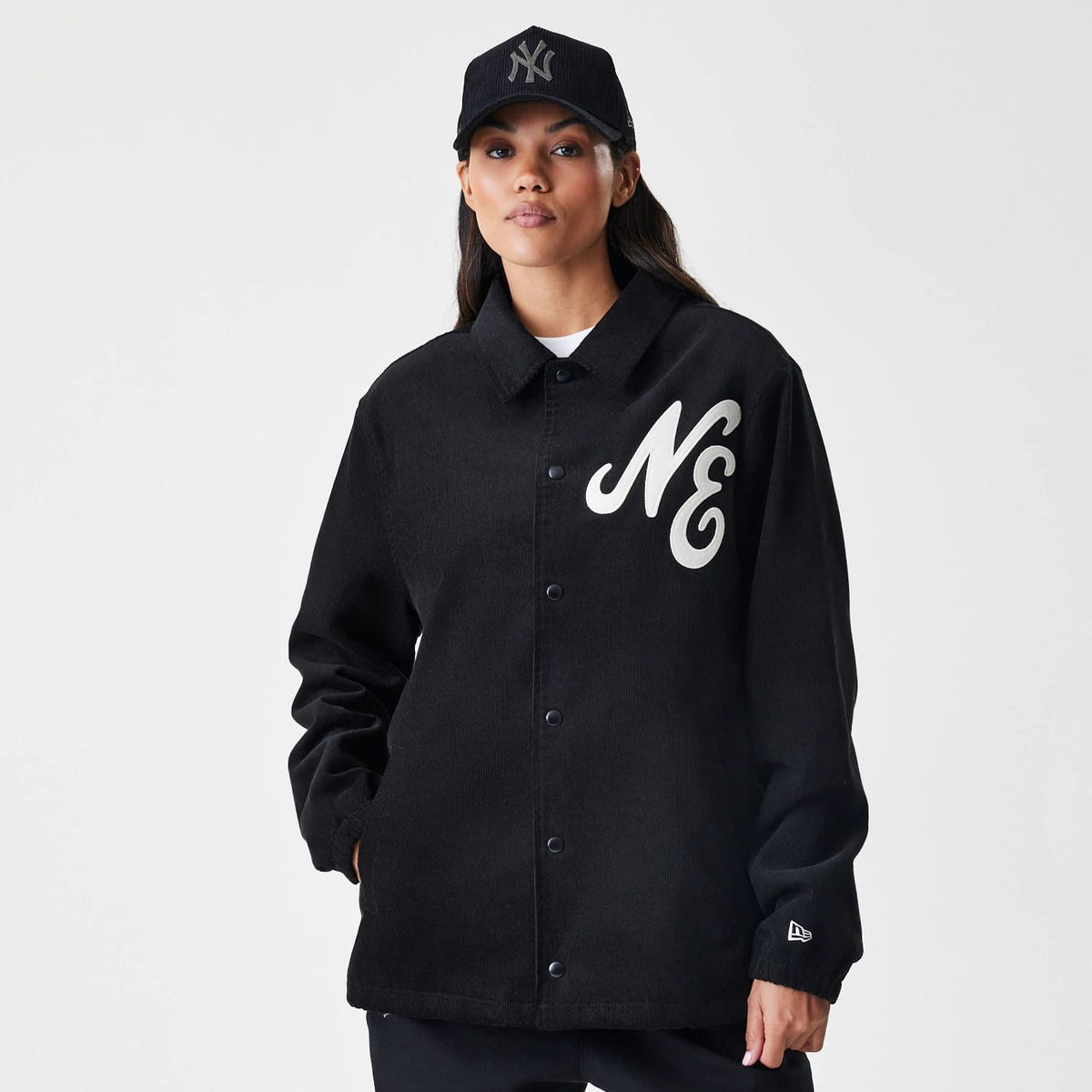 New Era Cord Black Coaches Jacket-klyvox