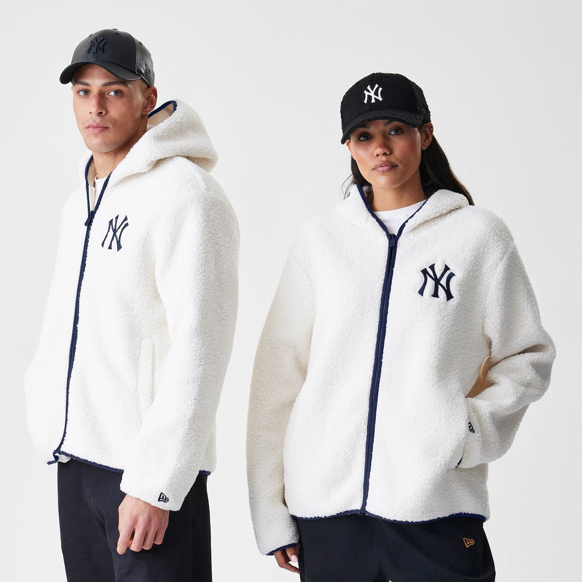 New York Yankees MLB Open White Hooded Sherpa Jacket-klyvox