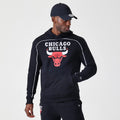 Chicago Bulls NBA Piping Stripe Black Oversized Pullover Hoodie-klyvox