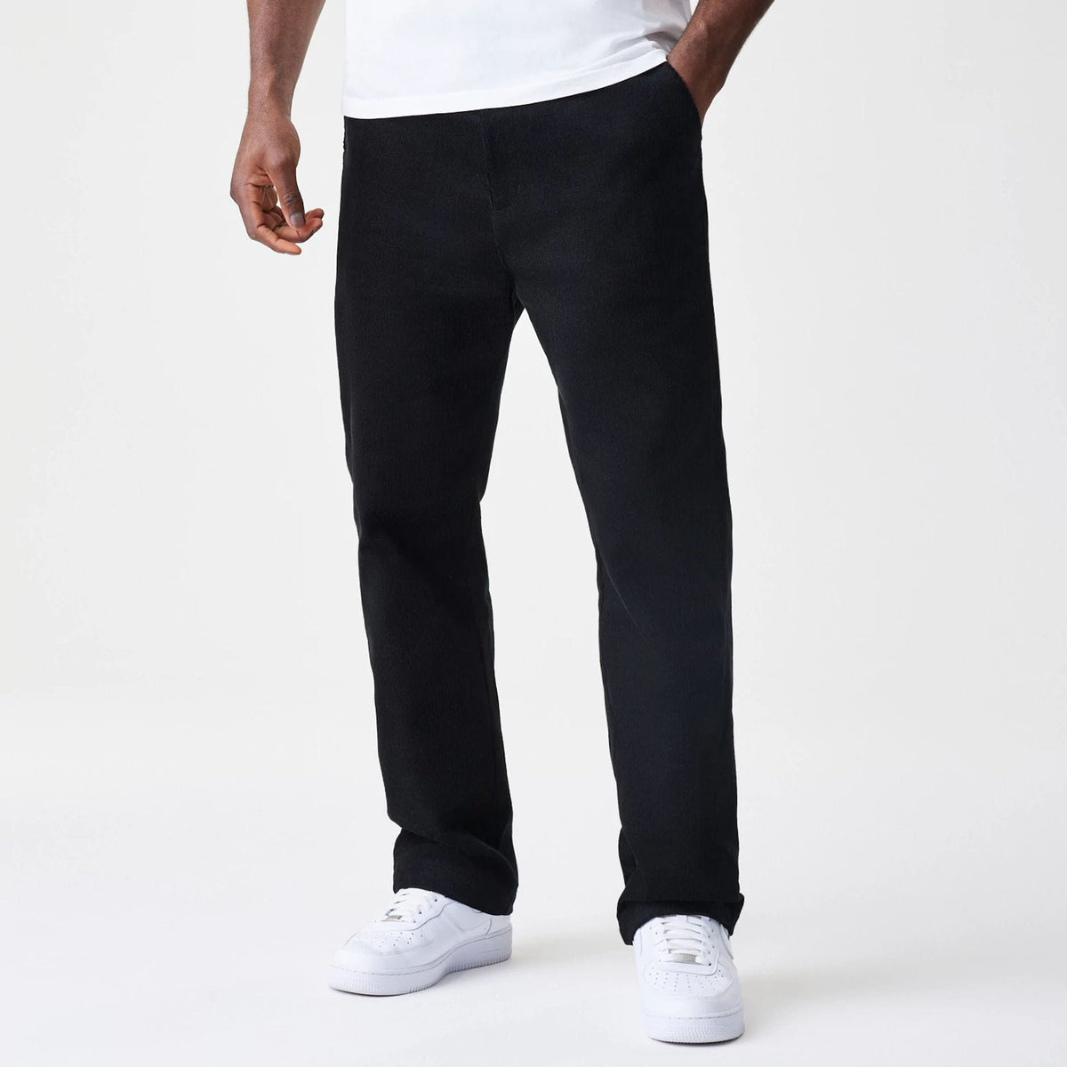 New Era Cord Black Straight Leg Chinos-klyvox