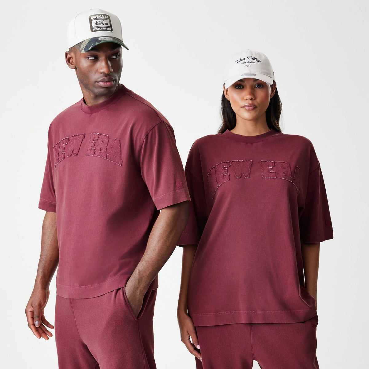 New Era Washed Dark Red Oversized T-Shirt-klyvox