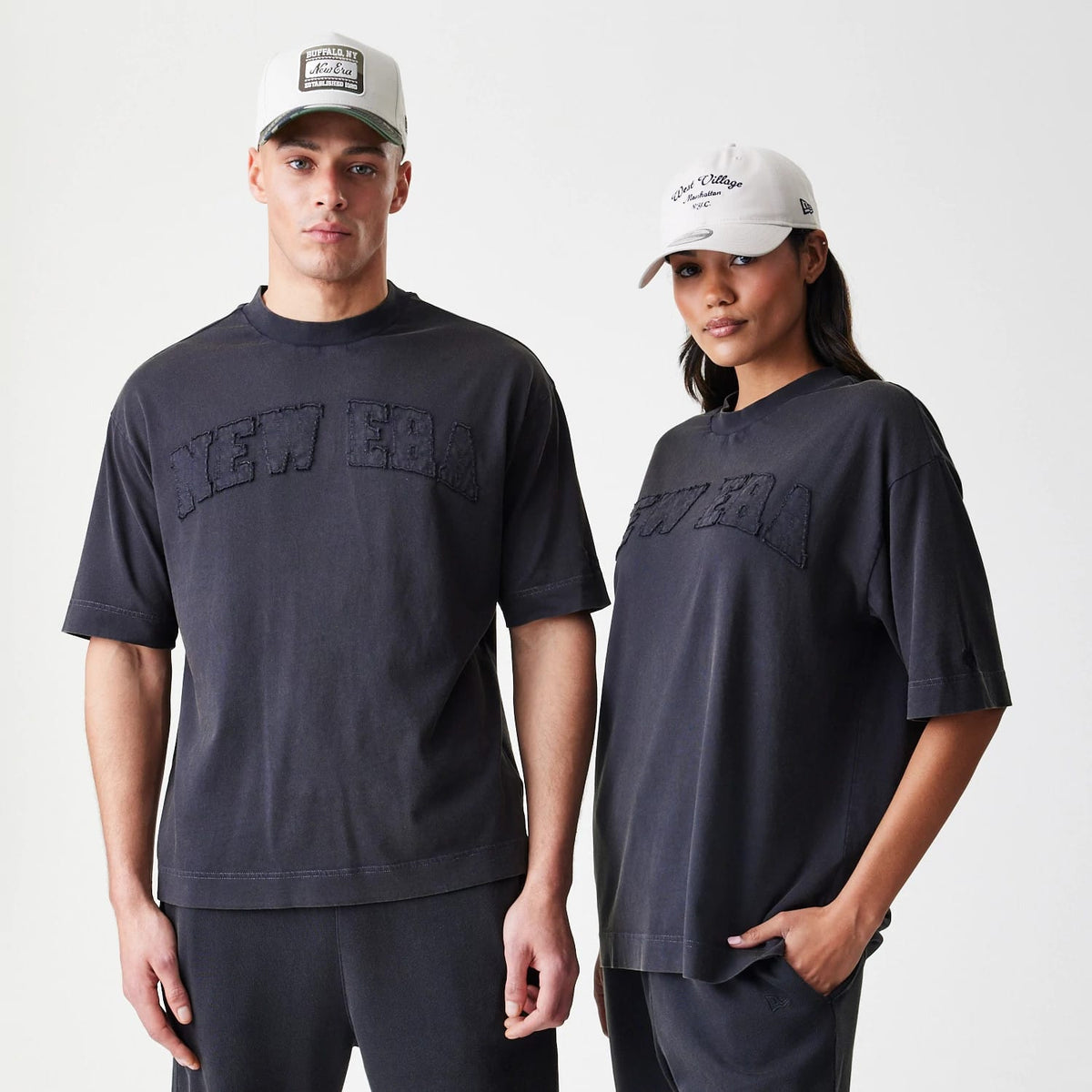New Era Washed Black Oversized T-Shirt-klyvox