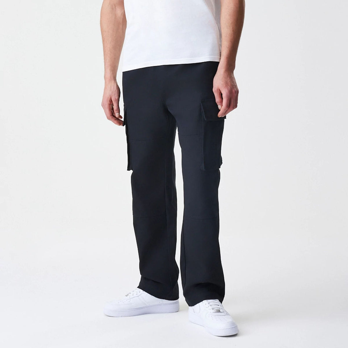 New Era Cargo Black Straight Leg Trousers-klyvox